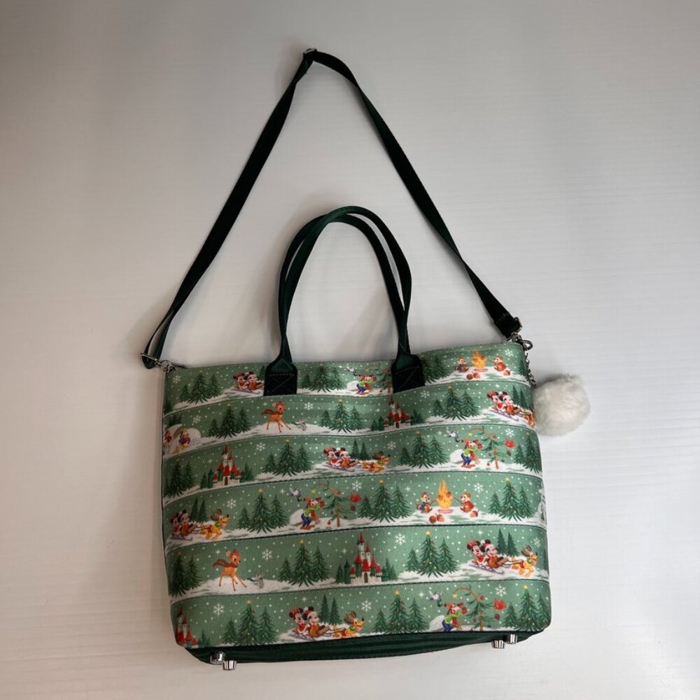 Harvey's Tote Women Winter Wonderland Shoulder Zip Bag Seatbelt Minnie Disney Ex